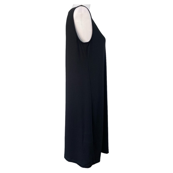 Eileen Fisher Jersey Knit Sleeveless Dress Knee Length in Solid Black Size M - Picture 2 of 6